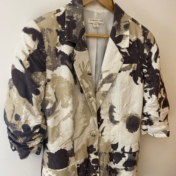 Coldwater Creek Linen Blend Shirred Sleeve Blazer - Picture 5 of 11